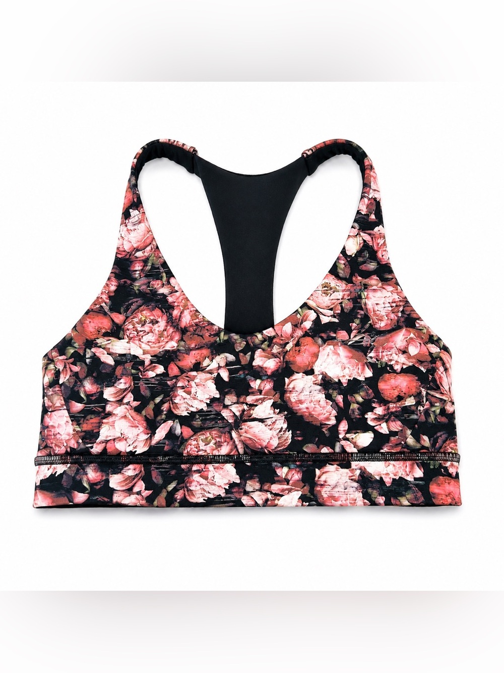 Lululemon Break Free Sports Bra Floral Pink Black athleisure women Size 6